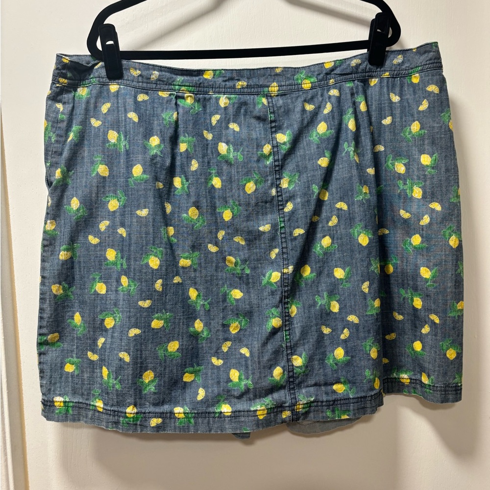 Karen Scott Lemon Print Chambray Skort Size 20W Summer Cottagecore - Picture 3 of 5